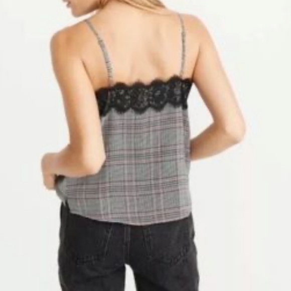 Abercrombie & Fitch Black Red Plaid Lace Cami 🥀 - Picture 7 of 12
